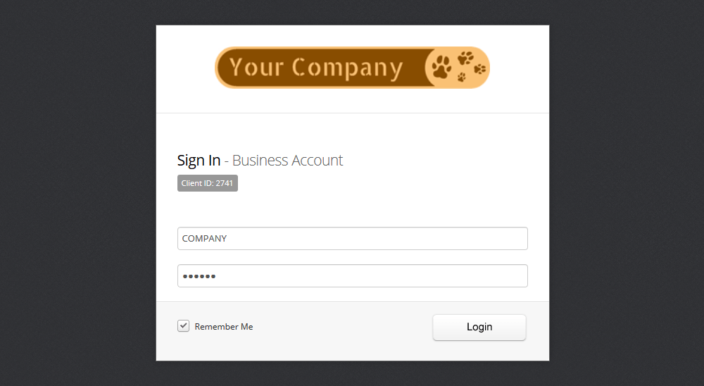 Admin Console Login Window